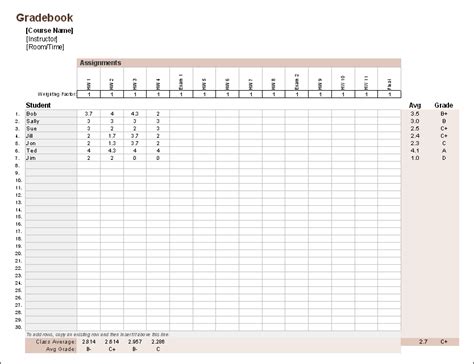 Excel Gradebook Template For Teachers Database