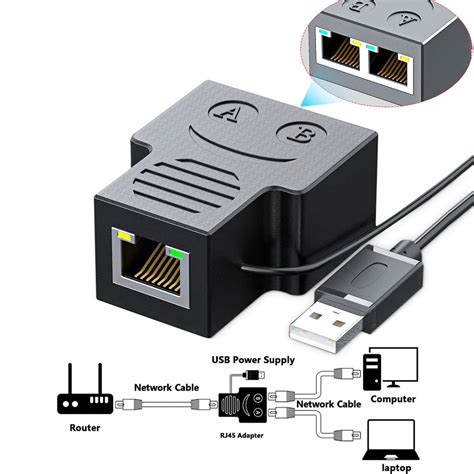 Ethernet Splitter 100Mbps, 1 Male To 2 Female Two Devices ...