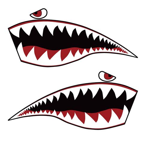 Warhawk Sticker Decal Vinyl Flying Tiger Shark Teeth Fighter Jet Bite ...