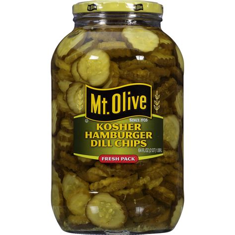 Mt Olive Fresh Pack Hamburger Chips Kosher Dill Pickles, 64 fl oz Jar ...