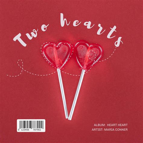 Heart shaped lollipops on red Online Album Cover Template - VistaCreate