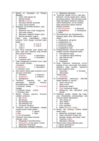 Soal biologi kelas 10 | PDF