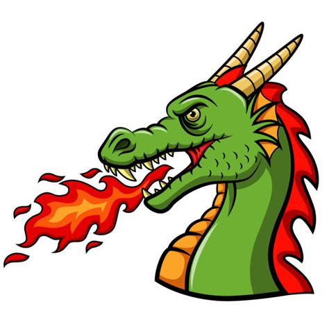 30+ Cartoon Of A Dragon Blowing Fire Stock Illustrations, Royalty-Free ...