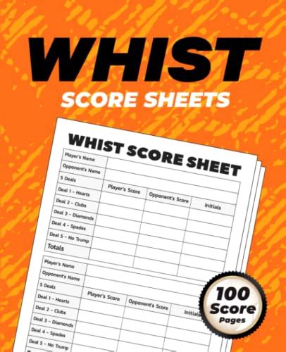 Whist Score Sheets: 100 Whist Game Sheets, Whist Score Cards, Large ...