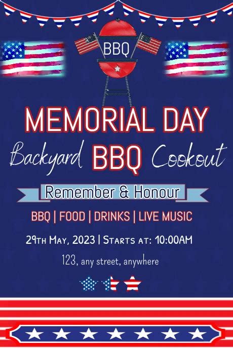 memorial day bbq cookout invitation flyer Template | PosterMyWall