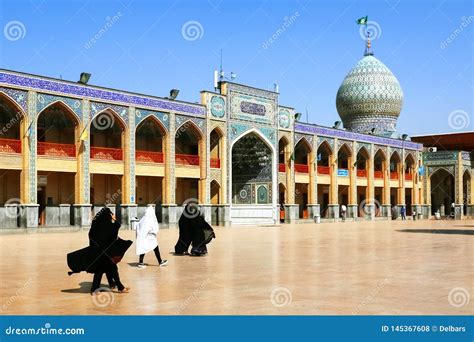 Iran, Shiraz, Mausoleum Shah Cheragh - September 17, 2016: Local People ...