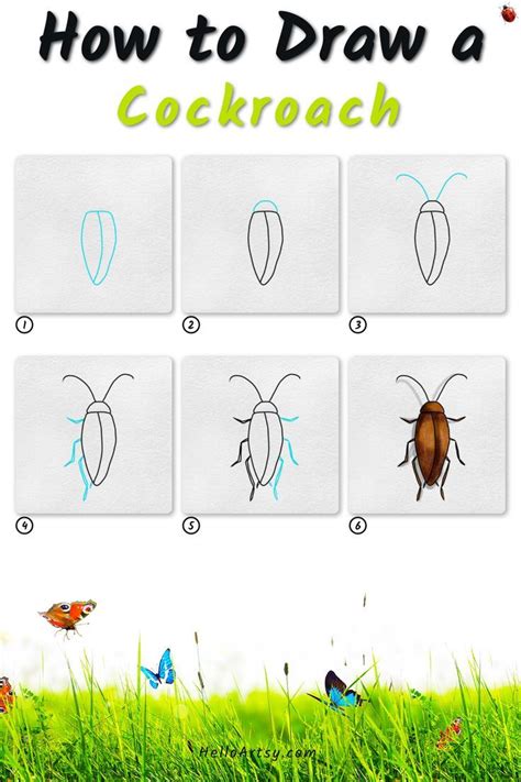 How to Draw a Cockroach - Easy Drawing Lesson for any Beginner | Easy ...