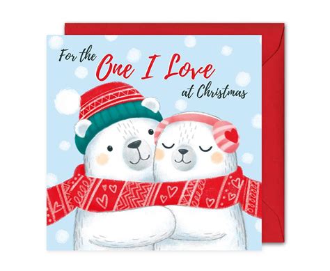 Romantic Christmas Card, Cute Polar Bears Card, For Her, For Him, One I ...