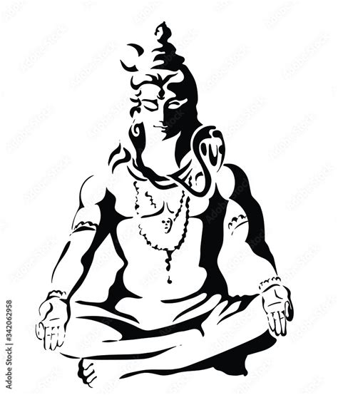 Vector illustration of Meditating God Shiva Stock Vector | Adobe Stock