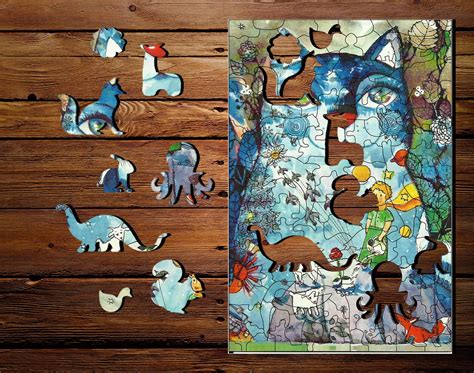 Wooden Jigsaw Puzzles for adults Wood Puzzle Cat & The little | Etsy