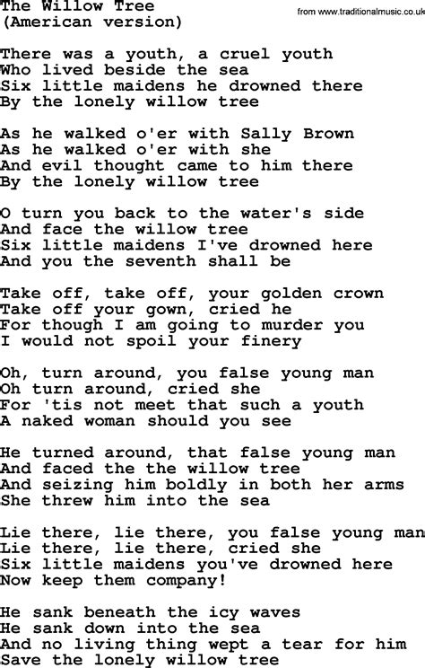 The Willow Tree, by The Byrds - lyrics with pdf