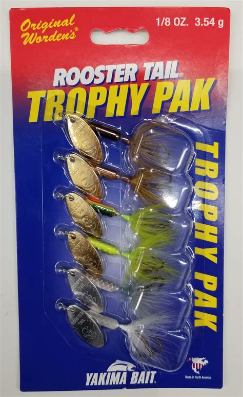 Worden's Rooster Tail Trophy Fishing Lures, Assorted Colors, 1/8 oz., 6 ...