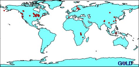 Geographic location map of freshwater Biosamples. Advanced search for ...