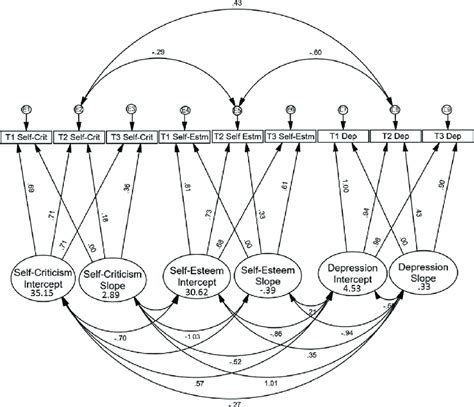 Growth curve model. Standardised estimates are displayed. All ...