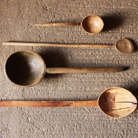 Collection of 4 Antique Wooden Spoons - Accessories/Decoration