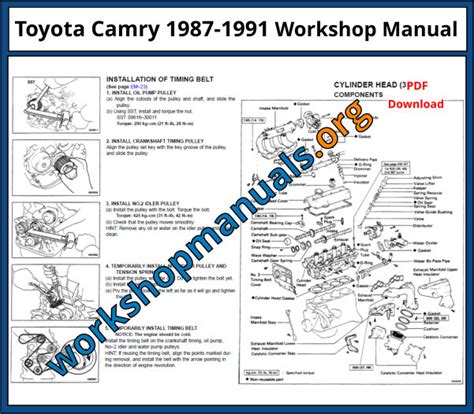 Toyota Camry 1987-1991 Workshop Repair Manual Download PDF