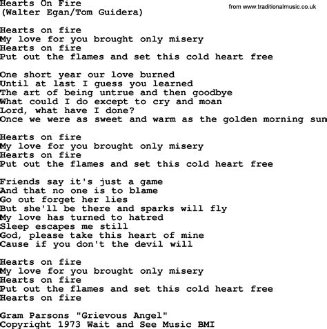 Hearts On Fire, by The Byrds - lyrics with pdf