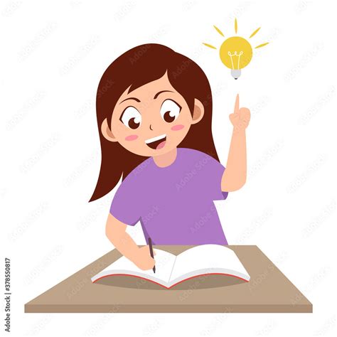 girl confused doing homework, cartoon vector illustration Stock Vector ...