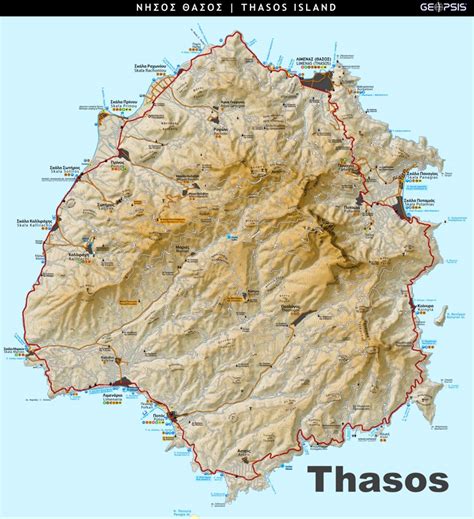 Large detailed map of Thasos - Ontheworldmap.com