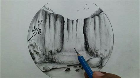 Easy Pencil Drawings Of Waterfalls