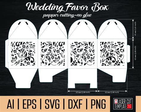 Box template svg. Favor box template. Gift box svg. laser cut