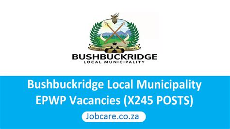 Bushbuckridge Local Municipality: EPWP Vacancies (X245 POSTS) - Jobcare