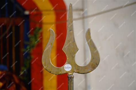 Premium Photo | Close view of shiva's trishul hindu god shiva symbol