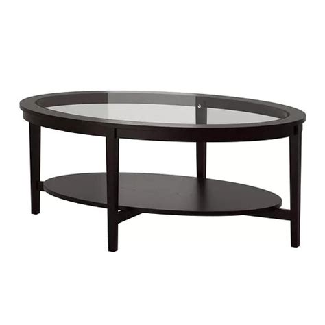 Ikea Oval Glass-Top Coffee Table in Black-Brown - AptDeco