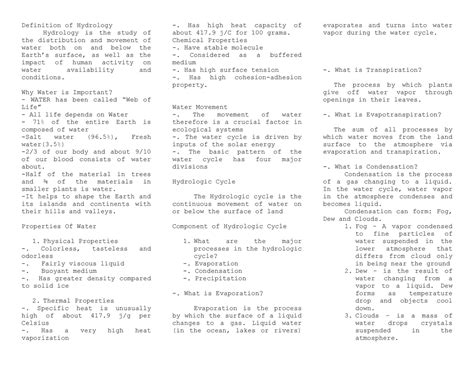 Concepts of Hydrology - none - Definition of Hydrology Hydrology is the ...