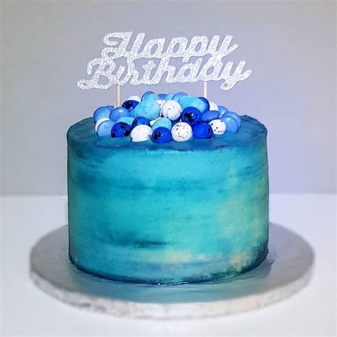 Blue birthday cake | Blue birthday cakes, Cake, Birthday cake