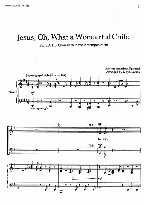 Christmas-Jesus, Oh, What A Wonderful Child Sheet Music pdf, - Free ...