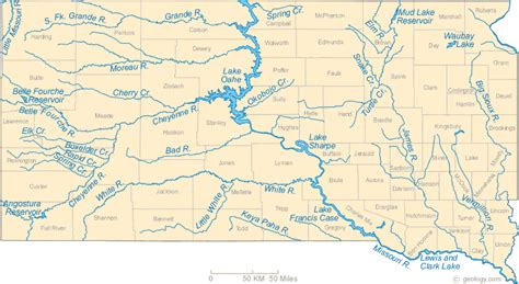 South Dakota Rivers Map