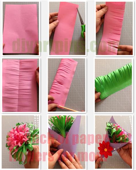 A bunch of paper-cut flowers for mother - DIY ART PINS