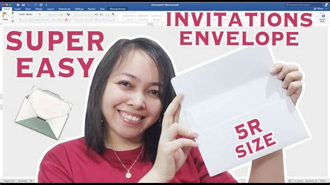 SUPER EASY DIY 5R SIZE INVITATION ENVELOPE | Cassy Soriano - YouTube