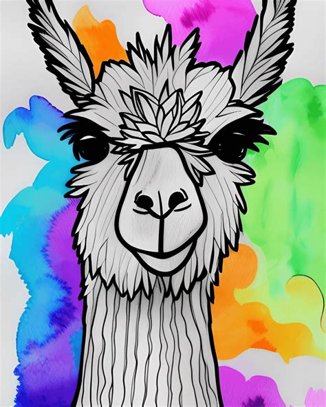 Cute Llama Line Drawing · Creative Fabrica