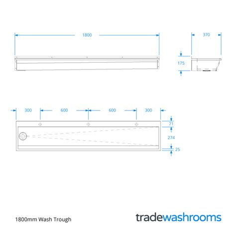 Stainless Steel Wash Trough - 1200mm, 1500mm, 1800mm, 2400mm