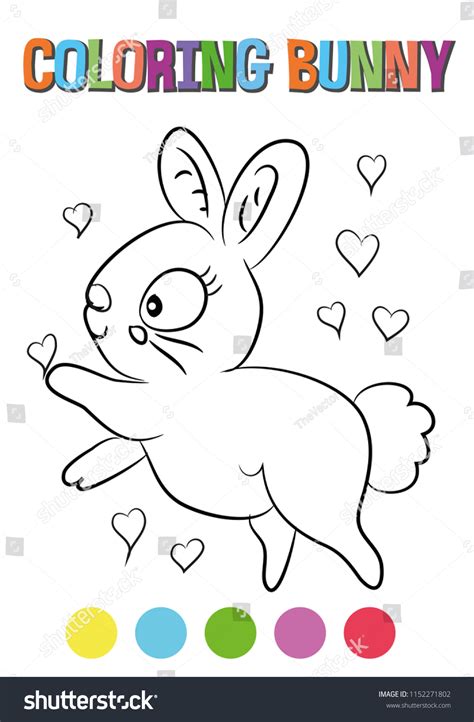 Kids Coloring Page Bunny Rabbit Painting Stock Vector (Royalty Free ...