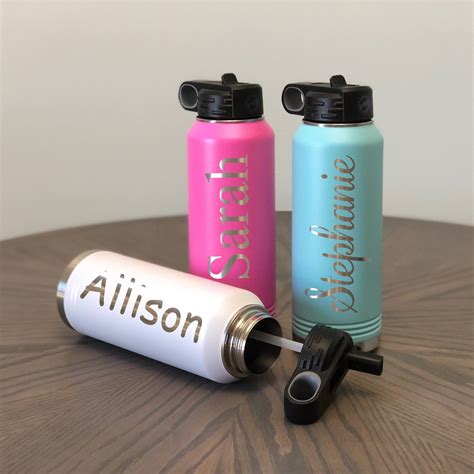 Personalized Water Bottle With Straw Custom Laser Engraved - Etsy