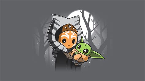 1900x600 Ahsoka Tano and Baby Yoda Grogu Mandalorian 4k Art 1900x600 ...