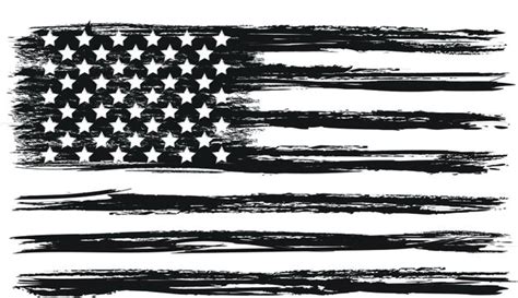 Tattered American Flag Drawing Black And White