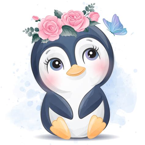 Cute Penguin Clipart With Watercolor Illustration - Etsy Australia