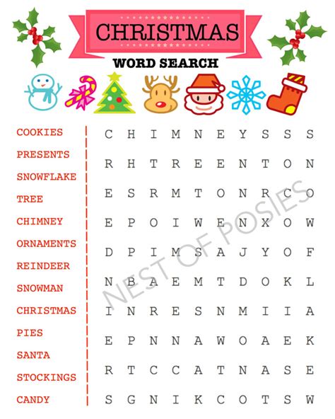 Christmas Word Puzzle Printables for Kids - Nest of Posies