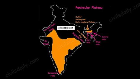 The Peninsular Plateau | Part 1 - Civilsdaily | Geography map, Indian ...