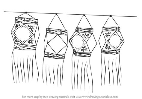 Learn How to Draw Diwali Lanterns (Diwali) Step by Step : Drawing Tutorials