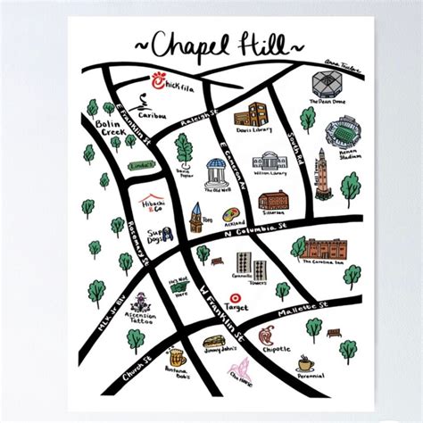 UNC Chapel Hill Campus Map Digital Download - Etsy