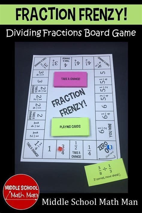 Fraction Frenzy! A Dividing Fractions Board Game | Math fraction games ...