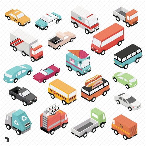 Axonometric Vehicles | Isometric design, Isometric illustration, Vector ...