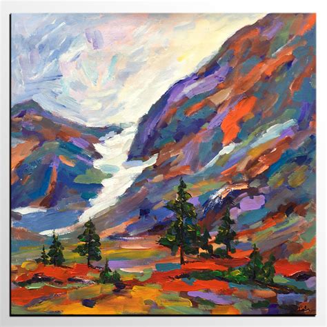 Abstract Autumn Art, Canvas Art, Autumn Mountain Landscape Painting, R