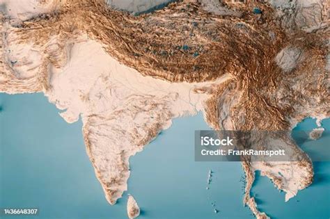 India Topographic Map Horizontal 3d Render Neutral Stock Photo ...