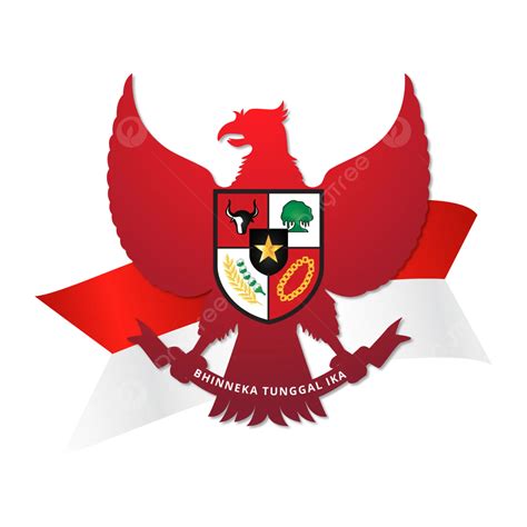 Garuda Pancasila Emblem Logo Of Indonesian With Flag Illustration ...